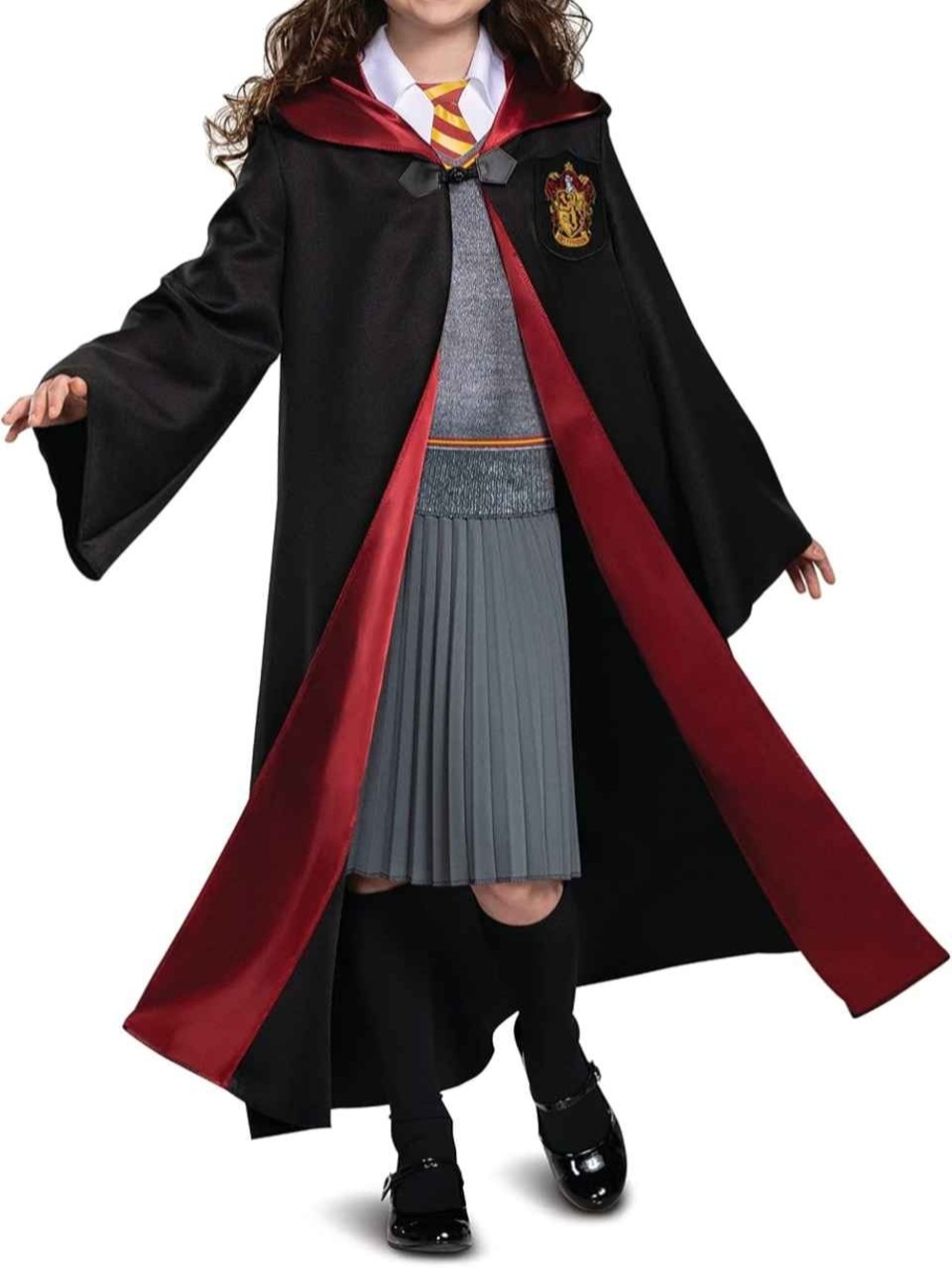 Kids Hermione Black and Red Wizard Costume Robe - Gryffindor Style
